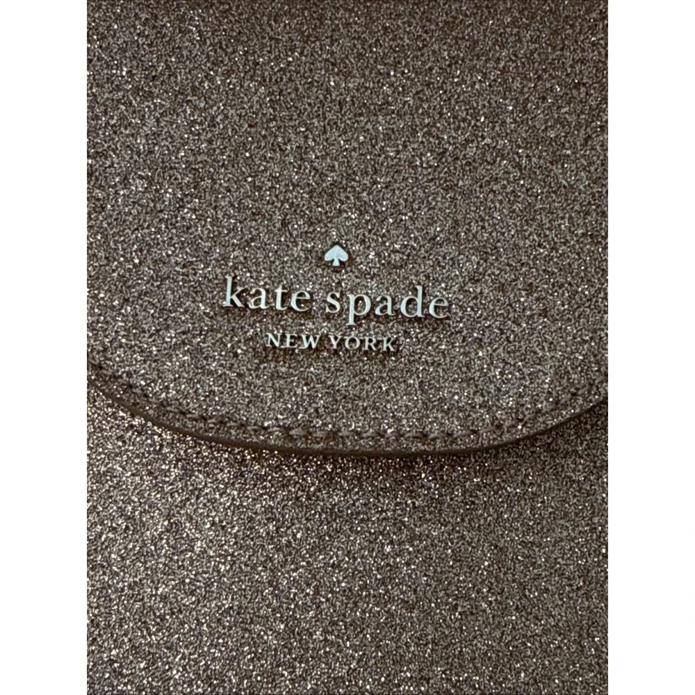 Kate Spade Tinsel Glitter Phone Flap Crossbody Purse Rose Gold NWOT